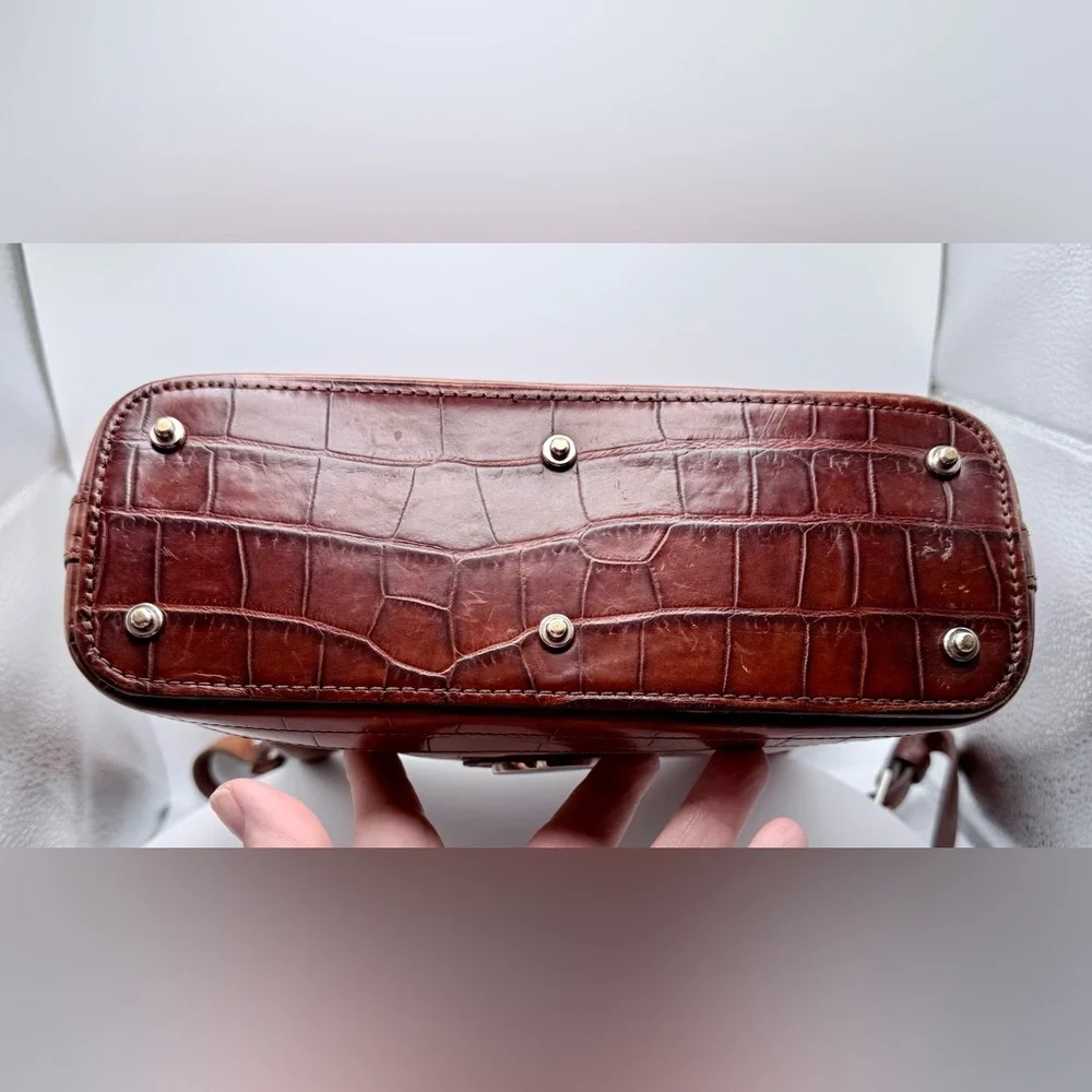 Vintage Dooney & Bourke Brown Croco Embossed Leather Hobo Bag + Wallet USA - Picture 6 of 16